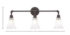 Vintage Three Light Bath Bar in Dark Granite with 5.5" Fluted Frosted Crystal Shade
