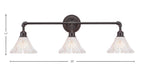 Vintage Three Light Bath Bar in Dark Granite with 7" Frosted Crystal Shade