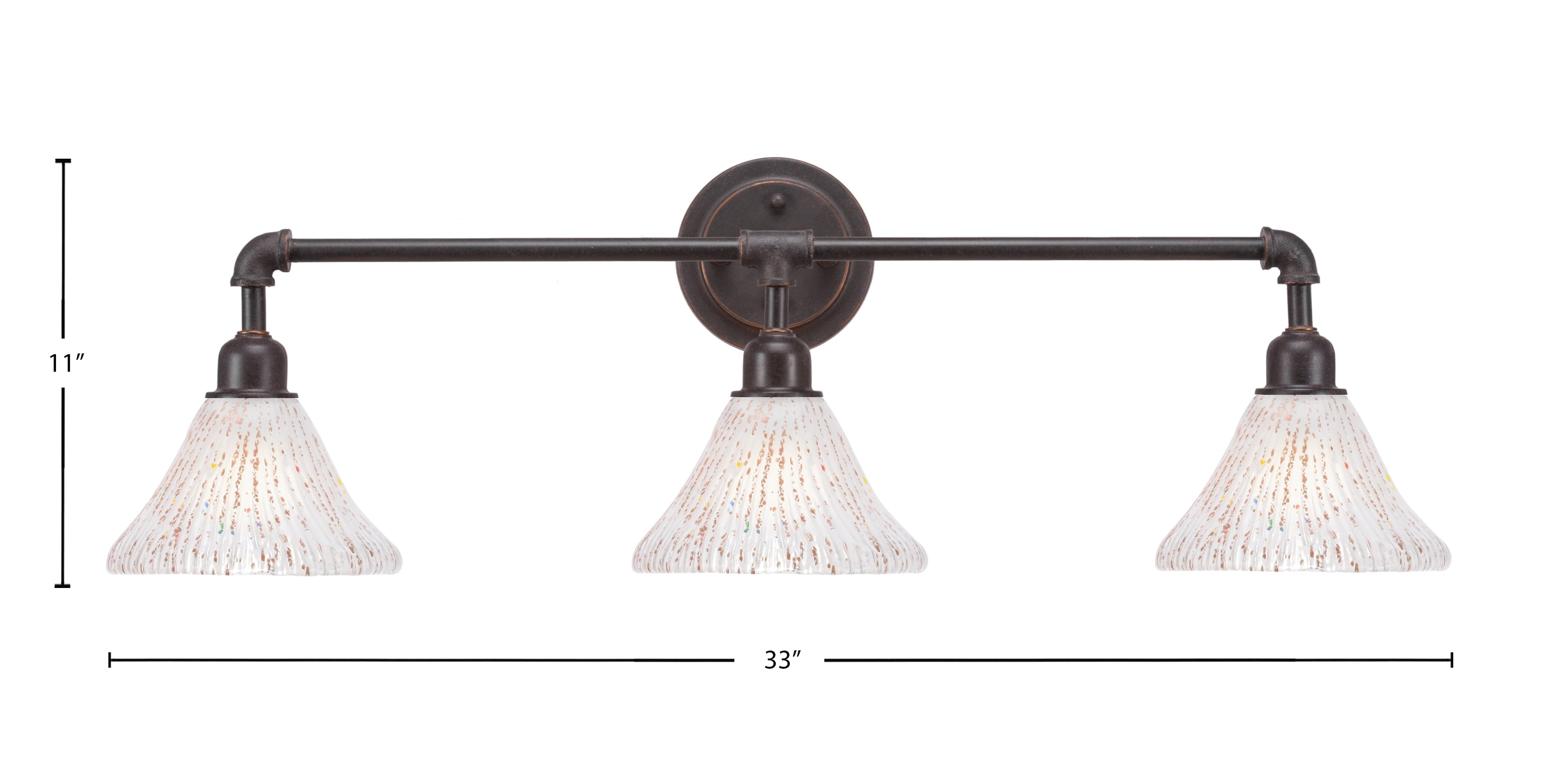 Vintage Three Light Bath Bar in Dark Granite with 7" Frosted Crystal Shade