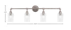 Vintage Four Light Bath Bar in Aged Silver with 4" Clear Bubble Shade