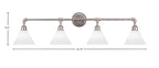 Vintage Four Light Bath Bar in Aged Silver with 7" White Muslin Shade