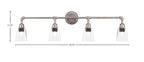 Vintage Four Light Bath Bar in Aged Silver with 4.5" Square Clear Bubble Shade