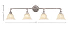 Vintage Four Light Bath Bar in Aged Silver with 7" Italian Marble Shade