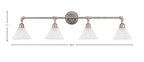 Vintage Four Light Bath Bar in Aged Silver with 7" Gold Ice Shade
