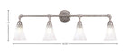 Vintage Four Light Bath Bar in Aged Silver with 5.5" Fluted Frosted Crystal Shade