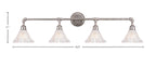 Vintage Four Light Bath Bar in Aged Silver with 7" Frosted Crystal Shade
