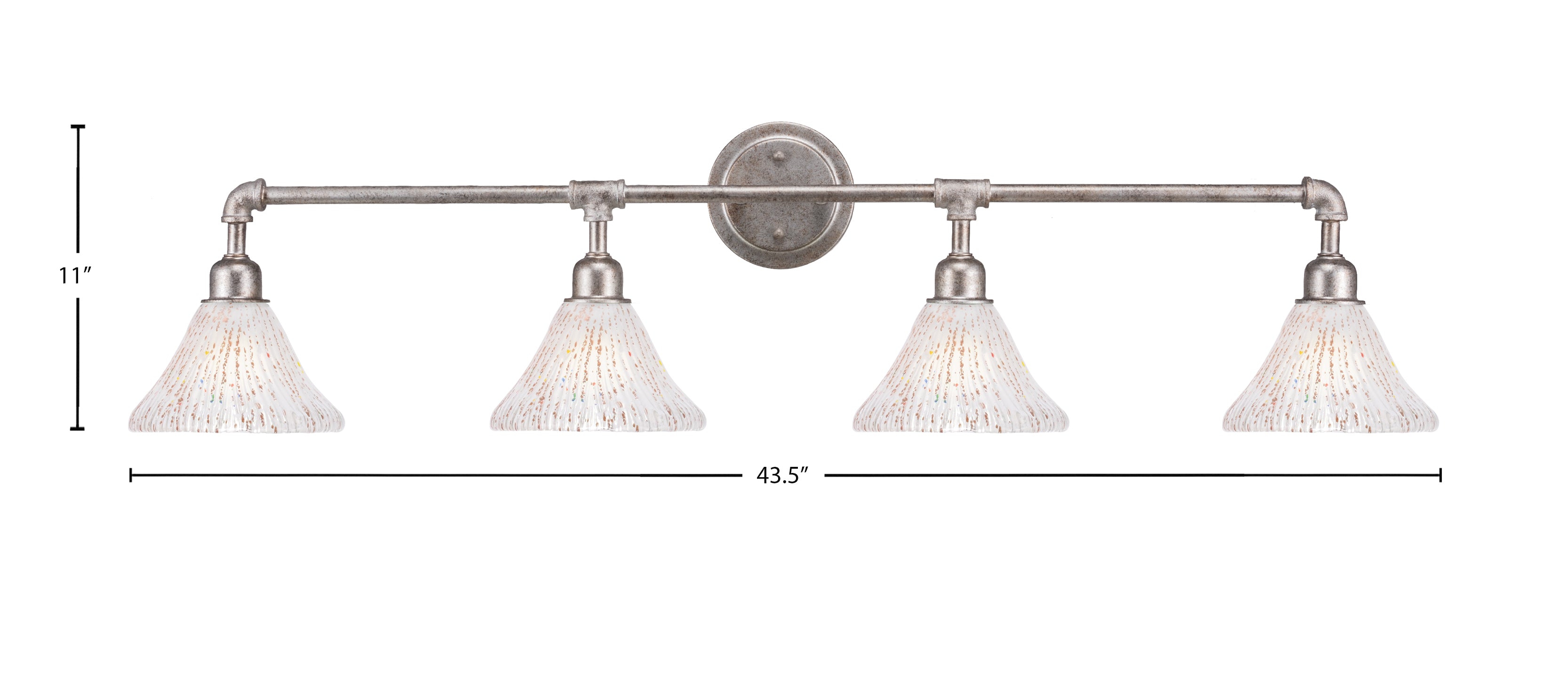 Vintage Four Light Bath Bar in Aged Silver with 7" Frosted Crystal Shade
