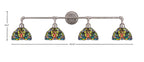 Vintage Four Light Bath Bar in Aged Silver with 7'' Kaleidoscope Art Glass Shade