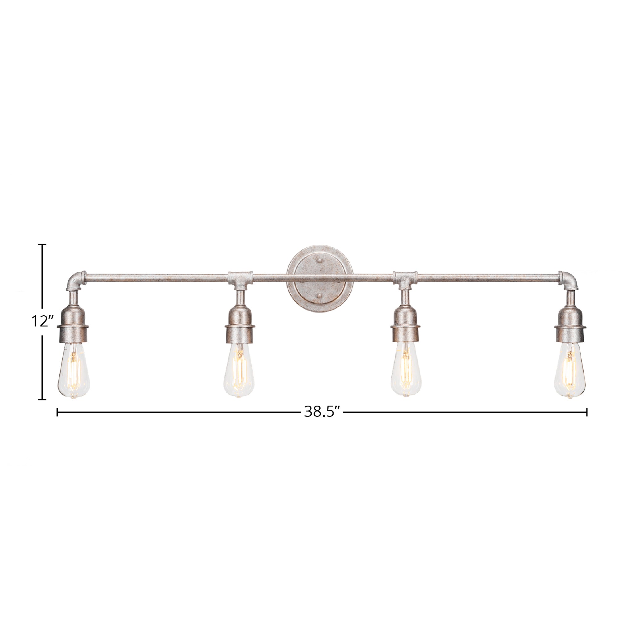 Vintage LED Bath Bar in Aged Silver with 4 Light Bath Bar Shown In Aged Silver Finish With Clear Antique LED Shade