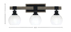 Tacoma Three Light Bath Bar in Matte Black & Painted Distressed Wood-look Metal with 5.75" White Marble Shade