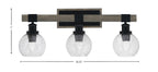 Tacoma Three Light Bath Bar in Matte Black & Painted Distressed Wood-look Metal with 5.75" Smoke Bubble Shade