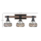 Tacoma Three Light Bath Bar in Matte Black & Painted Distressed Wood-look Metal with 7" Royal Merlot Art Glass Shade
