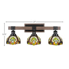 Tacoma Three Light Bath Bar in Matte Black & Painted Distressed Wood-look Metal with 7" Ivory Cypress Art Glass Shade