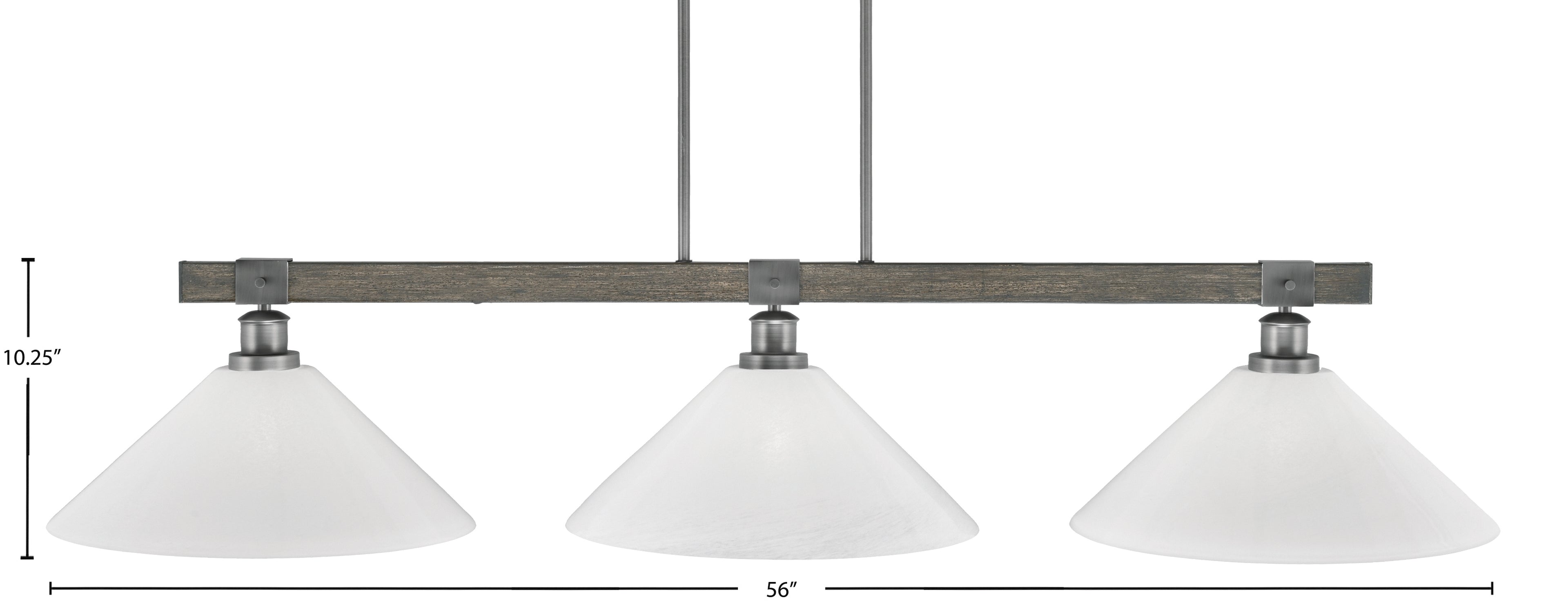 Tacoma Three Light Bar in Graphite & Painted Distressed Wood-look Metal with 16" White Marble Shade