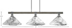 Tacoma Three Light Bar in Graphite & Painted Distressed Wood-look Metal with 16" Onyx Swirl Shade