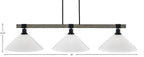 Tacoma Three Light Bar in Matte Black & Painted Distressed Wood-look Metal with 16" White Marble Shade