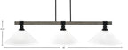 Tacoma Three Light Bar in Matte Black & Painted Distressed Wood-look Metal with 16" White Muslin Shade