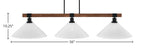 Tacoma Three Light Bar in Matte Black & Painted Wood-look Metal with 16" White Marble Shade