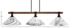 Tacoma Three Light Bar in Matte Black & Painted Wood-look Metal with 16" Onyx Swirl Shade