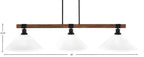 Tacoma Three Light Bar in Matte Black & Painted Wood-look Metal with 16" White Muslin Shade
