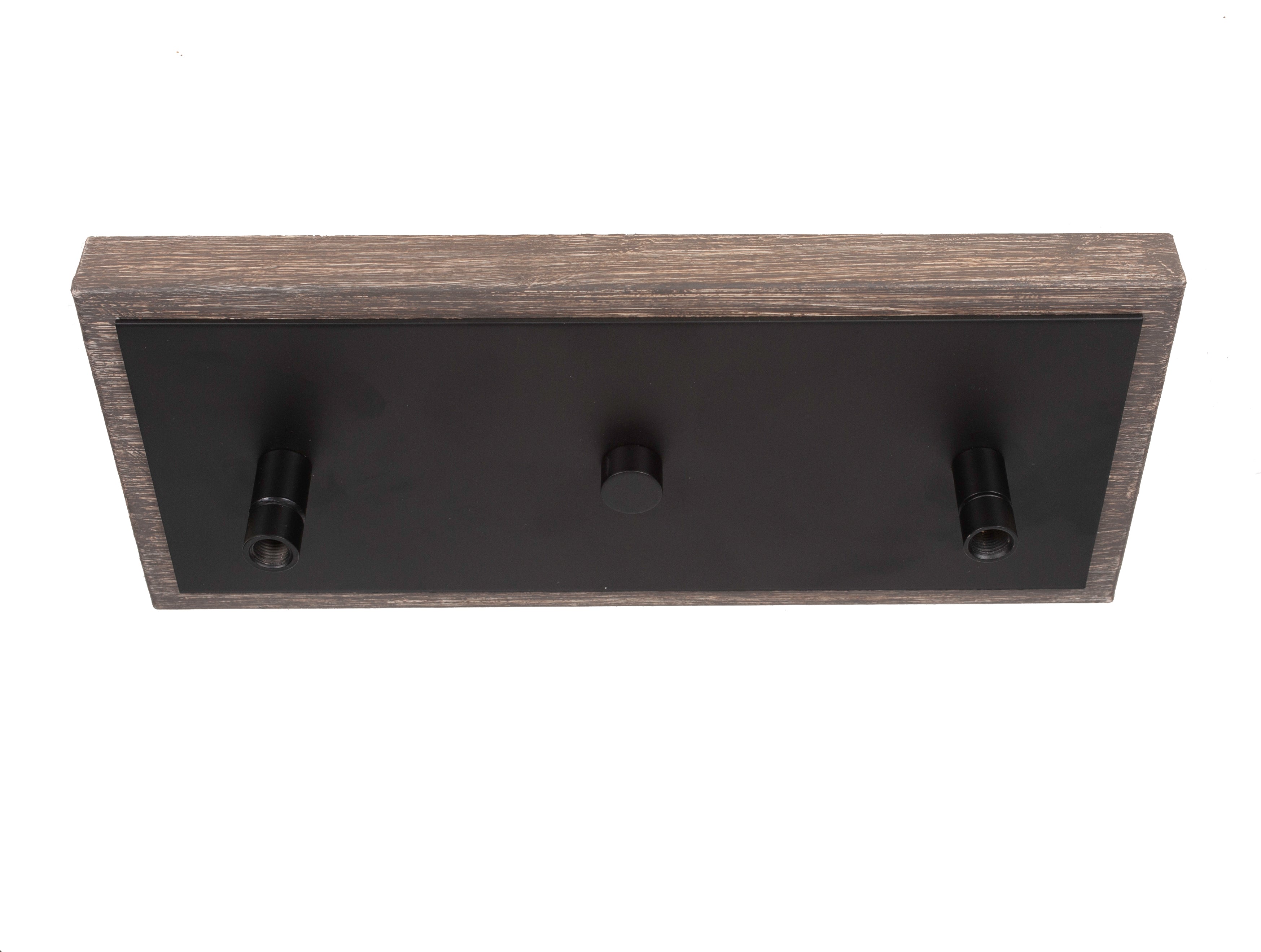 Tacoma Three Light Bar in Matte Black & Painted Distressed Wood-look Metal with 16" White Muslin Shade