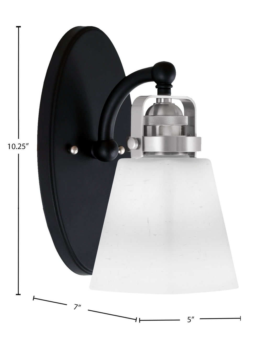 Easton One Light Wall Sconce in Matte Black & Brushed Nickel with 4.5" Square White Muslin Shade