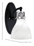 Easton One Light Wall Sconce in Matte Black & Brushed Nickel with 6.25" White Marble Shade
