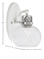 Easton One Light Wall Sconce in White & Brushed Nickel with 7" Clear Bubble Shade