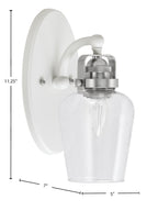 Easton One Light Wall Sconce in White & Brushed Nickel with 5" Clear Bubble Shade