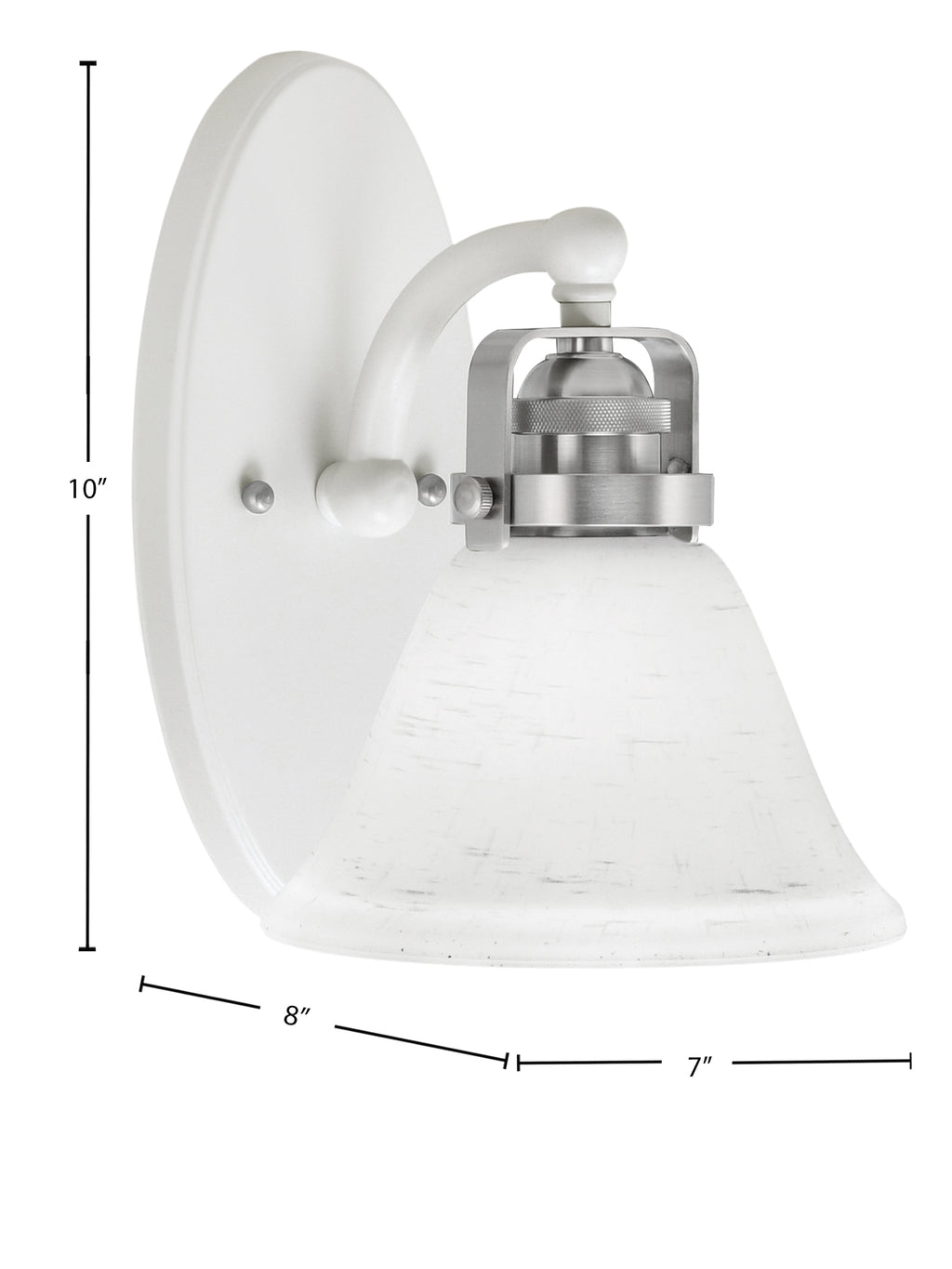 Easton One Light Wall Sconce in White & Brushed Nickel with 7" White Muslin Shade