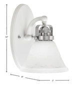 Easton One Light Wall Sconce in White & Brushed Nickel with 7" White Muslin Shade