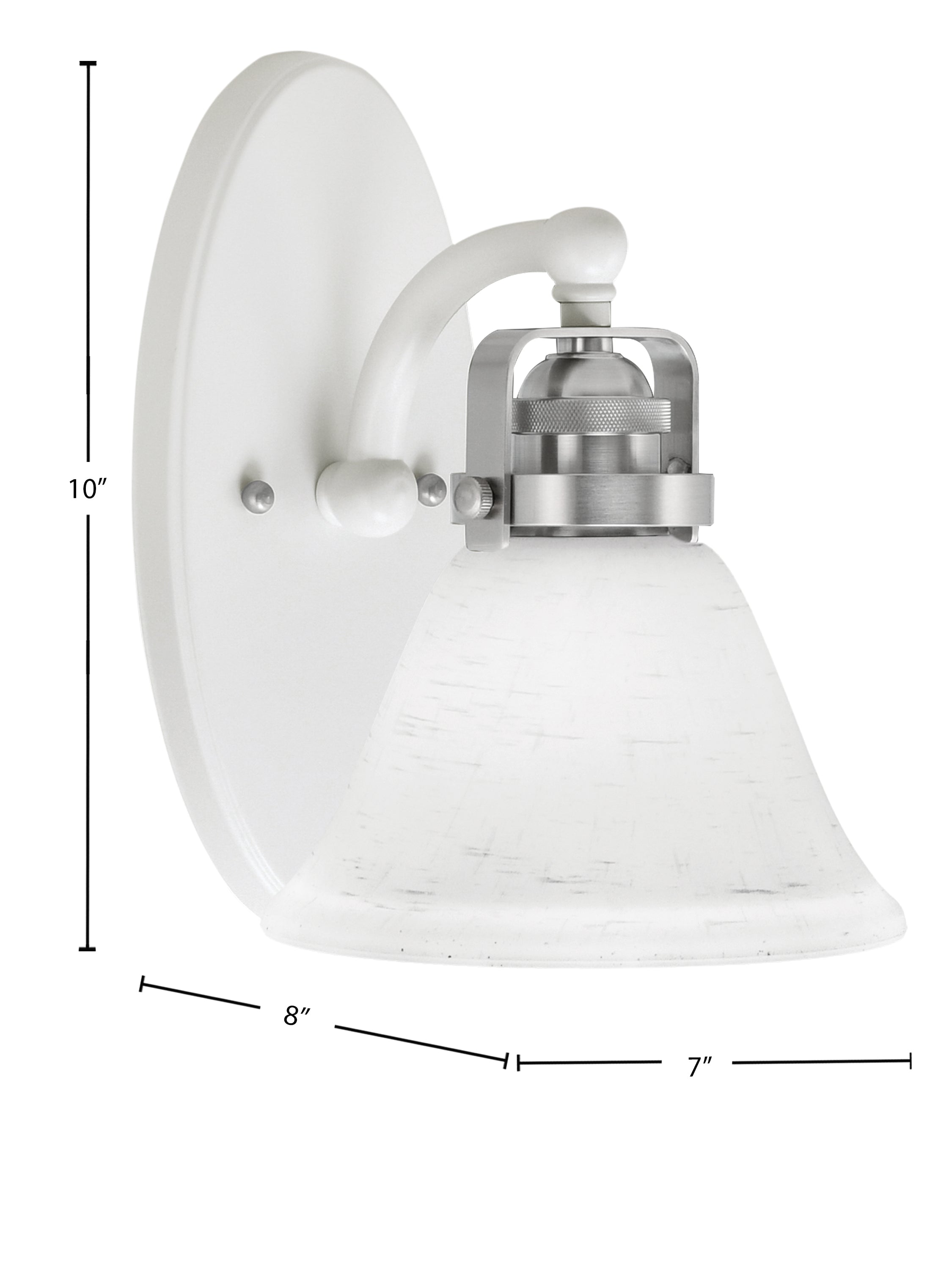 Easton One Light Wall Sconce in White & Brushed Nickel with 7" White Muslin Shade