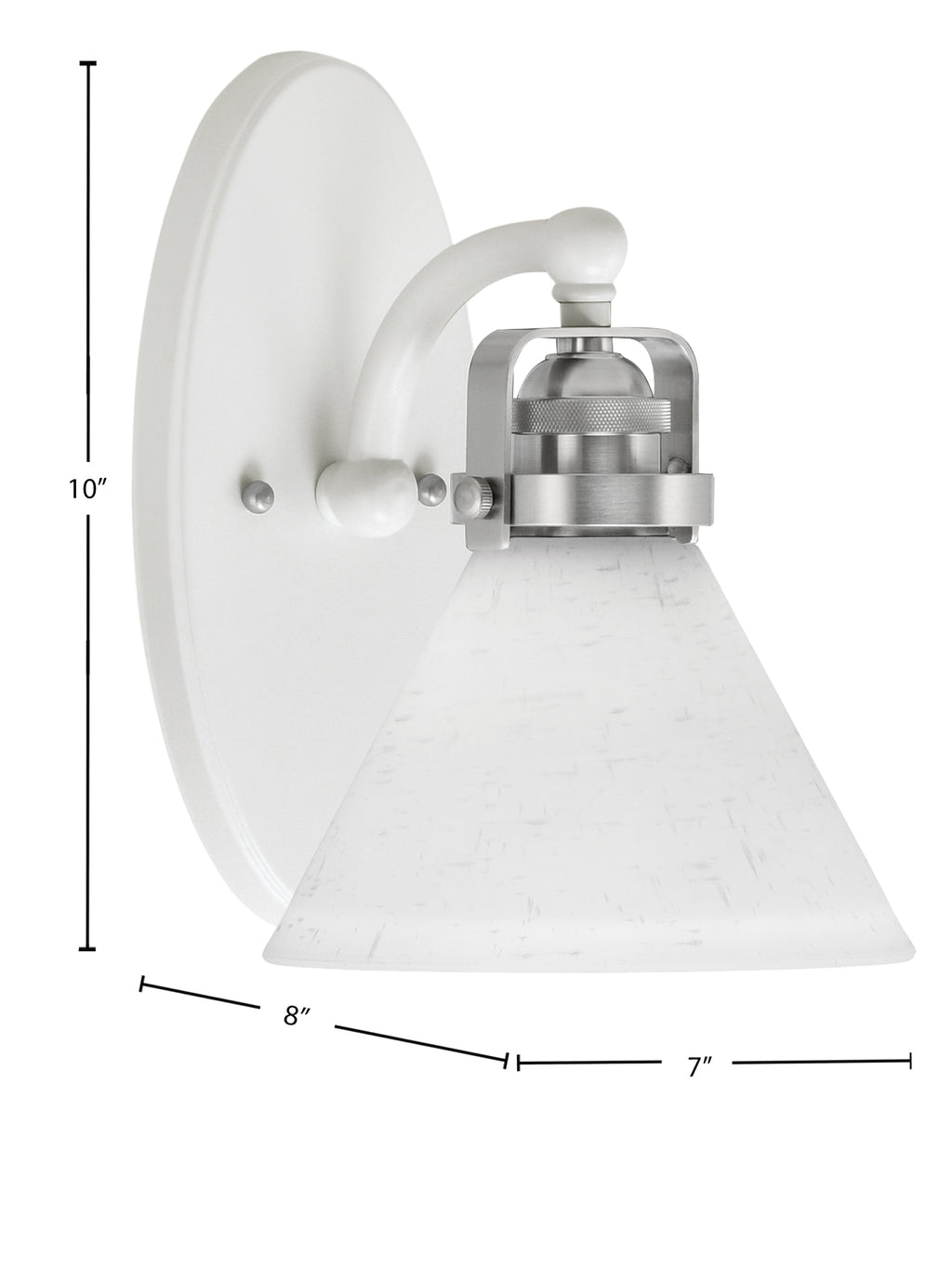 Easton One Light Wall Sconce in White & Brushed Nickel with 7" White Muslin Shade