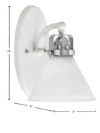 Easton One Light Wall Sconce in White & Brushed Nickel with 7" White Muslin Shade