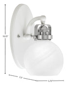 Easton One Light Wall Sconce in White & Brushed Nickel with 75" White Marble Shade