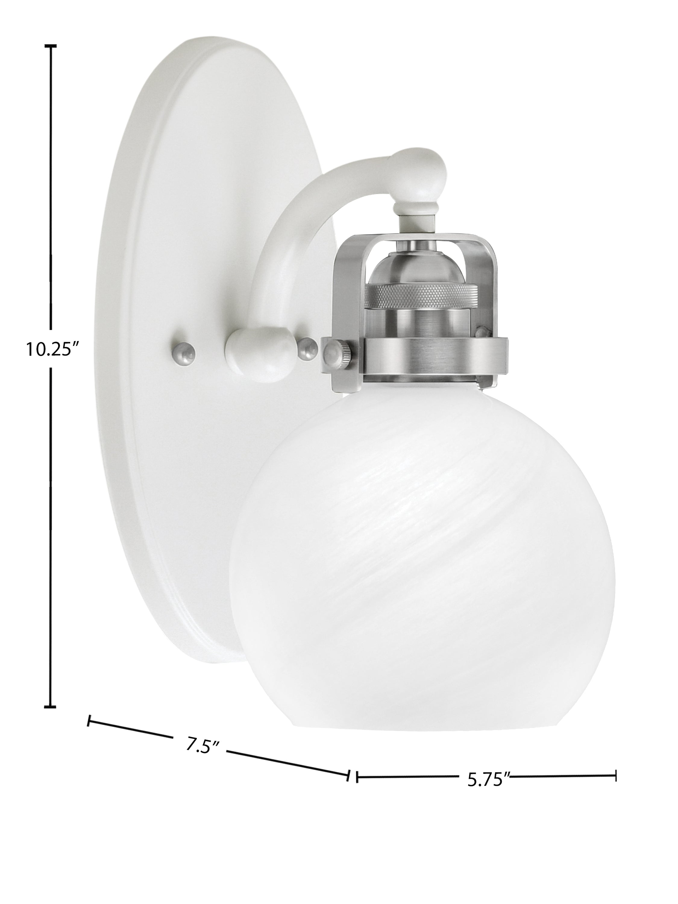 Easton One Light Wall Sconce in White & Brushed Nickel with 75" White Marble Shade