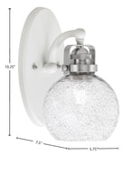 Easton One Light Wall Sconce in White & Brushed Nickel with 75" Smoke Bubble Shade