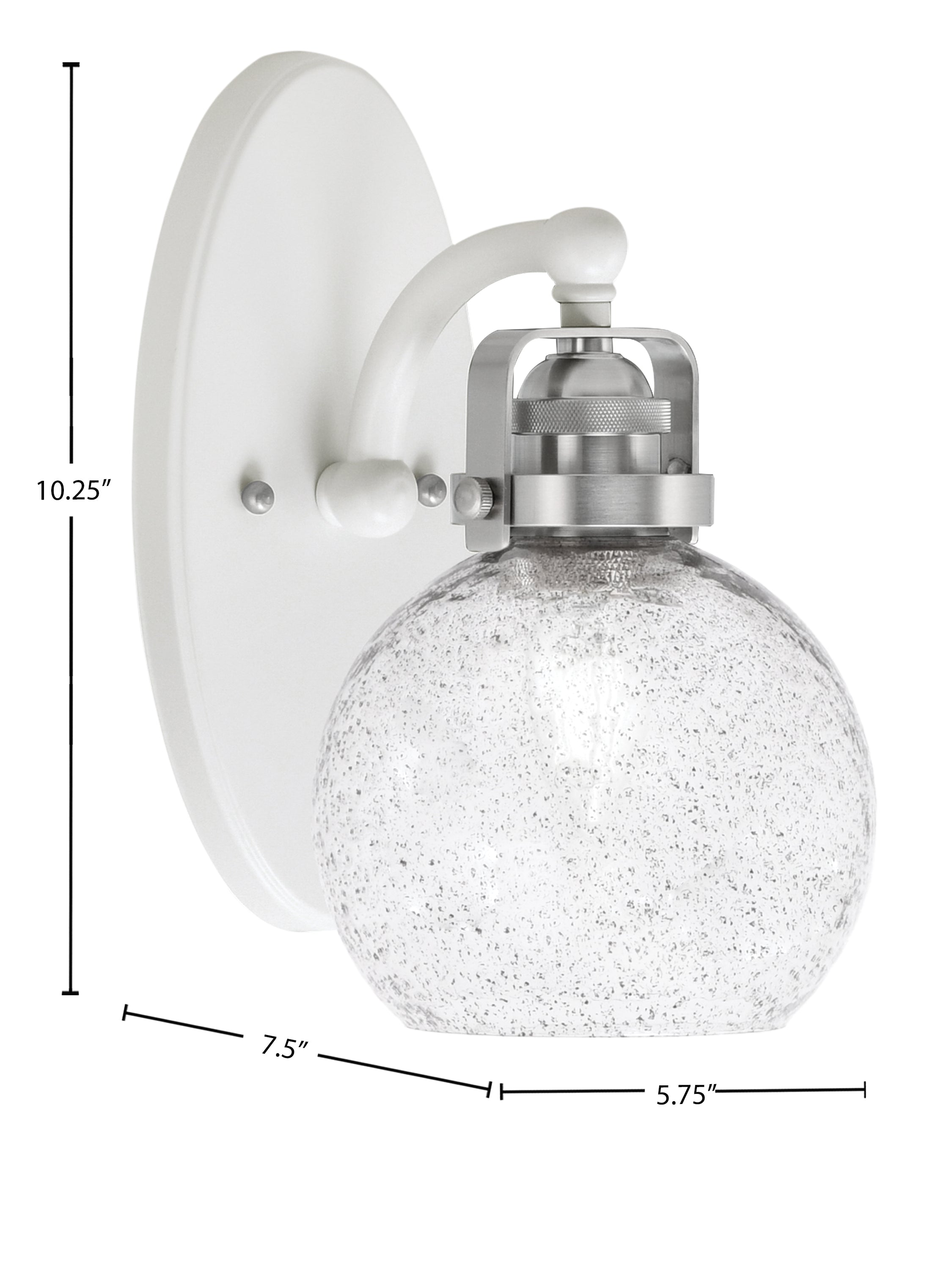 Easton One Light Wall Sconce in White & Brushed Nickel with 75" Smoke Bubble Shade