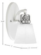 Easton One Light Wall Sconce in White & Brushed Nickel with 4.5" Square White Muslin Shade