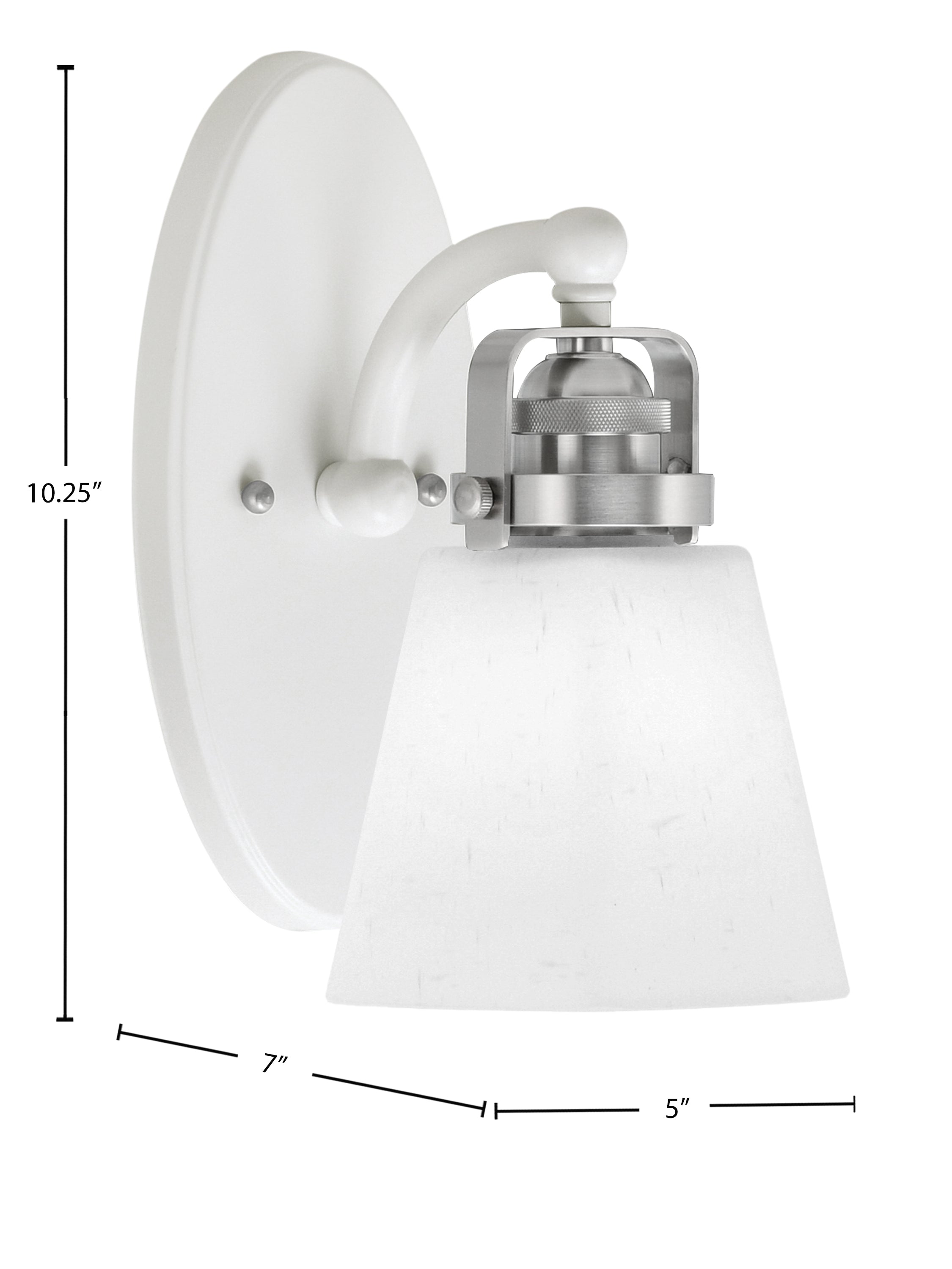 Easton One Light Wall Sconce in White & Brushed Nickel with 4.5" Square White Muslin Shade