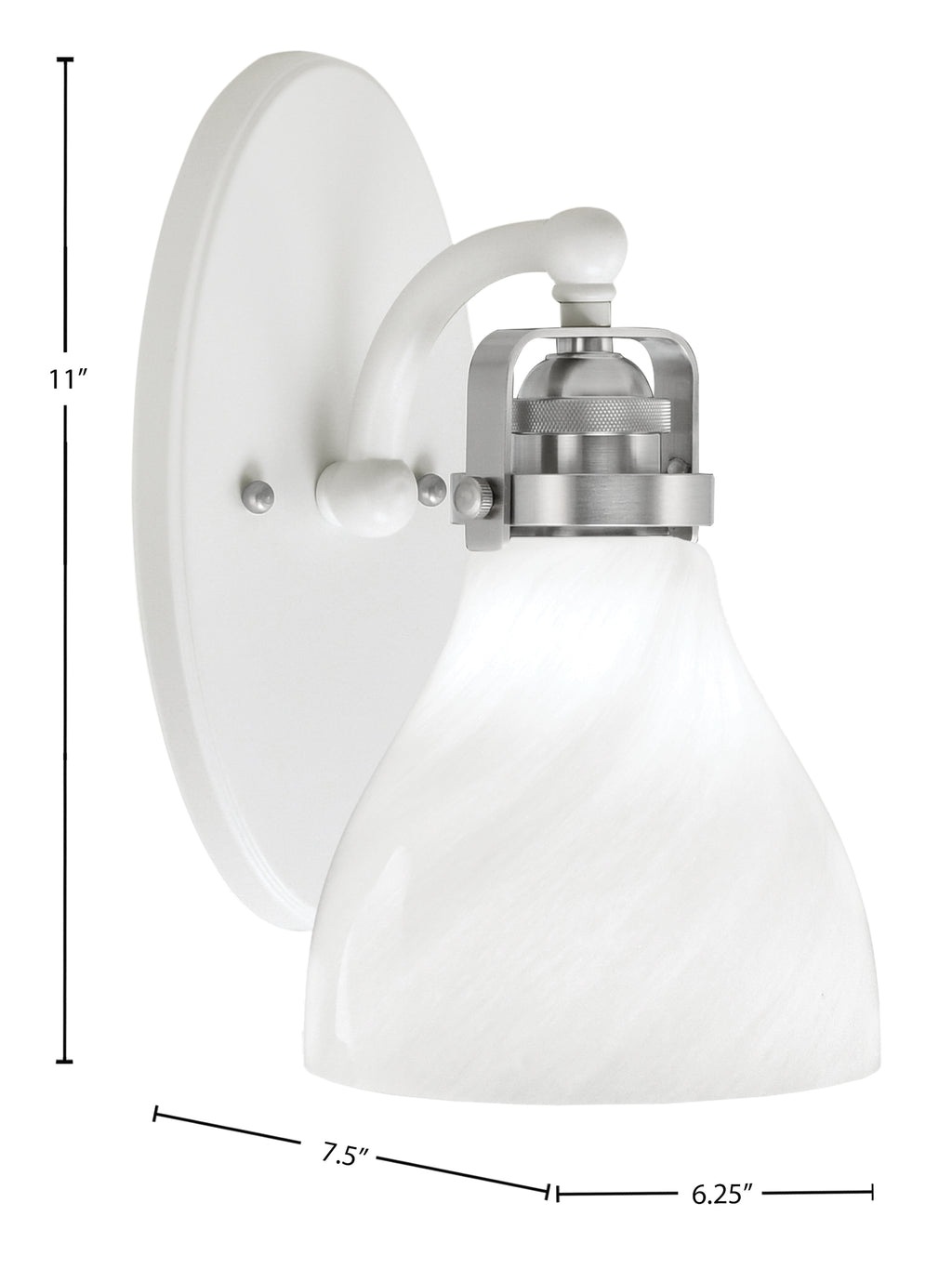 Easton One Light Wall Sconce in White & Brushed Nickel with 25" White Marble Shade