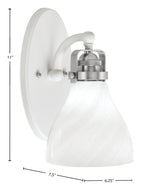 Easton One Light Wall Sconce in White & Brushed Nickel with 25" White Marble Shade