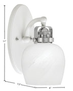 Easton One Light Wall Sconce in White & Brushed Nickel with 6" White Marble Shade