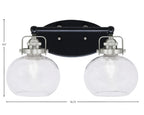 Easton Two Light Bath Bar in Matte Black & Brushed Nickel with 7" Clear Bubble Shade