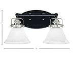 Easton Two Light Bath Bar in Matte Black & Brushed Nickel with 7" White Muslin Shade