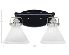 Easton Two Light Bath Bar in Matte Black & Brushed Nickel with 7" White Muslin Shade