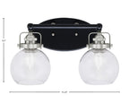 Easton Two Light Bath Bar in Matte Black & Brushed Nickel with 5.75" Clear Bubble Shade