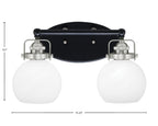 Easton Two Light Bath Bar in Matte Black & Brushed Nickel with 5.75" White Marble Shade