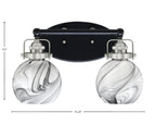Easton Two Light Bath Bar in Matte Black & Brushed Nickel with 5.75" Onyx Swirl Shade