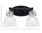 Easton Two Light Bath Bar in Matte Black & Brushed Nickel with 6" Clear Bubble Shade